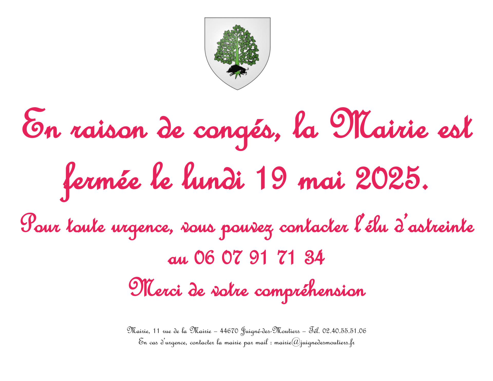 2025 05 12 affiche mairie fermee 19 mai 2025 1