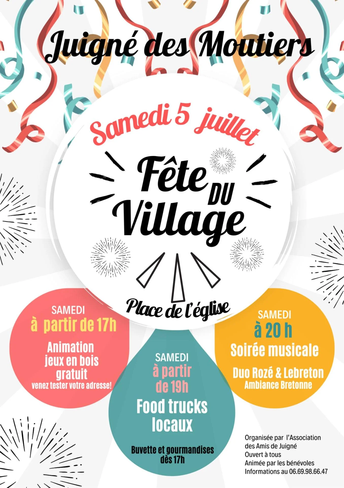 Affiche fete du village samedi 5 juillet